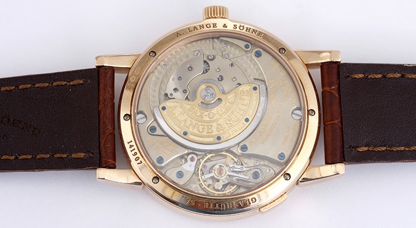 A. Lange & Sohne Rose Gold Langematik Wristwatch In Excellent Condition In Dallas, TX