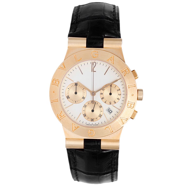 Bulgari Yellow Gold Diagono Chronograph Wristwatch