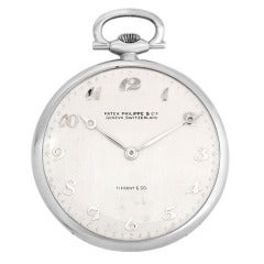 Patek Philippe Platinum Open Face Pocket Watch Retailed by Tiffany & Co.