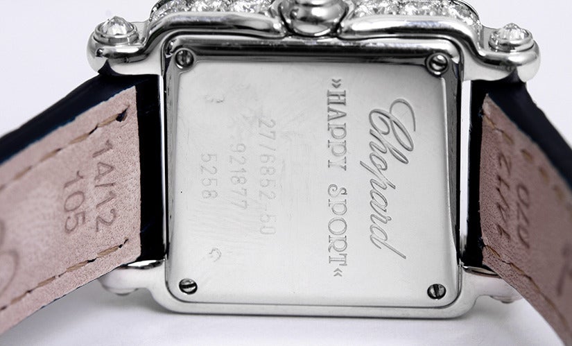 Chopard Lady's White Gold and Diamond Happy Diamond Square Wristwatch In New Condition In Dallas, TX