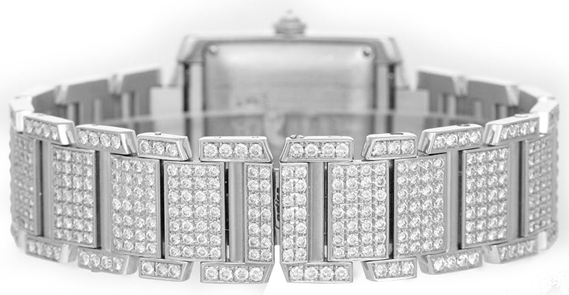 Cartier White Gold and Pave Diamond Tank Francaise Wristwatch