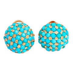 Turquoise Gold Earclips