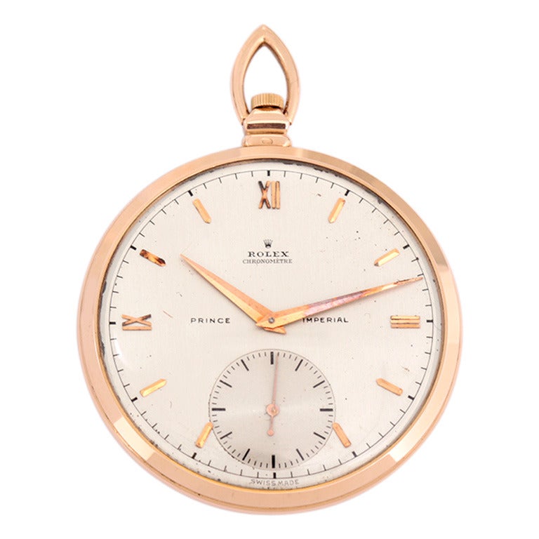 Rolex Rare Rose Gold Prince Imperial Open Face Pocket Watch