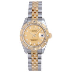 Rolex Lady's Stainless Steel, Yellow Gold and Diamond Datejust Wristwatch