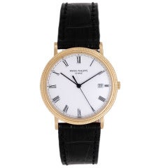 Vintage Patek Philippe Yellow Gold Calatrava Quartz Wristwatch Ref 3944J