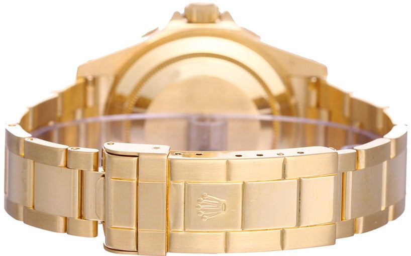 Rolex Yellow Gold Submariner Wristwatch with Blue Dial Ref 16618