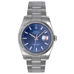 Rolex Stainless Steel Datejust Wristwatch with Blue Dial Ref 116200 at ...
