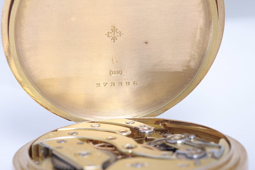 Edwardian Patek Philippe Rare Yellow Gold Chronometro Gondolo Open Face Pocket Watch