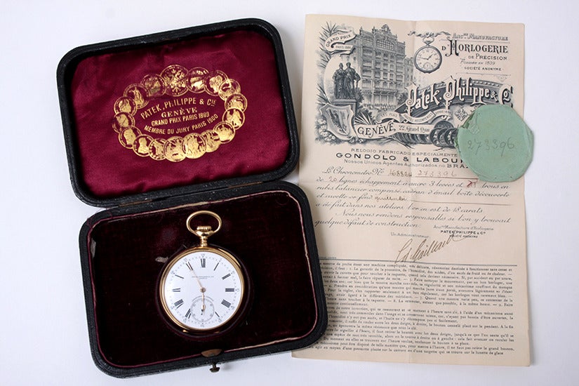 Patek Philippe Rare Yellow Gold Chronometro Gondolo Open Face Pocket Watch In Excellent Condition In Dallas, TX