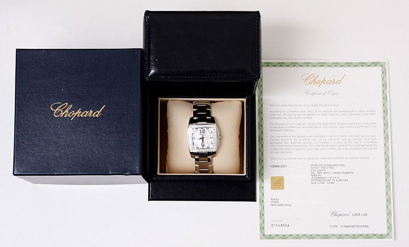 Chopard Lady's Stainless Steel, White Gold and Diamond Two-O-Ten Wristwatch In New Condition In Dallas, TX