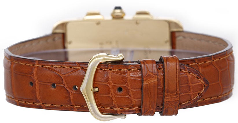 Cartier Yellow Gold Tank Americaine Chronograph Wristwatch