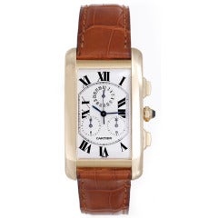 Cartier Yellow Gold Tank Americaine Chronograph Wristwatch