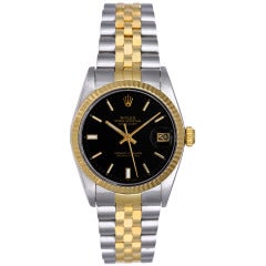 Rolex Stainless Steel and Yellow Gold Midsize Datejust Wristwatch Ref 68273