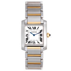 Cartier Stainless Steel and Yellow Gold Tank Francaise Midsize Wristwatch