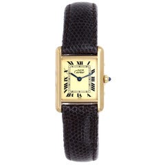 Cartier Gold plattiert Must de Cartier Vermeil Tank Armbanduhr