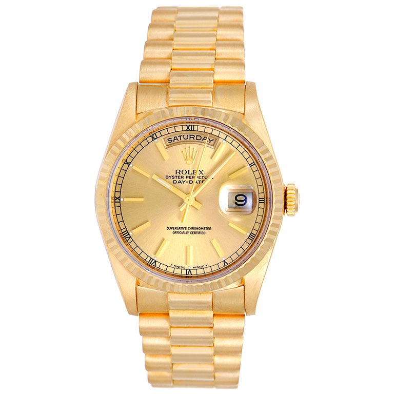 Rolex yellow gold President Day-Date Automatic Wristwatch ref 18238