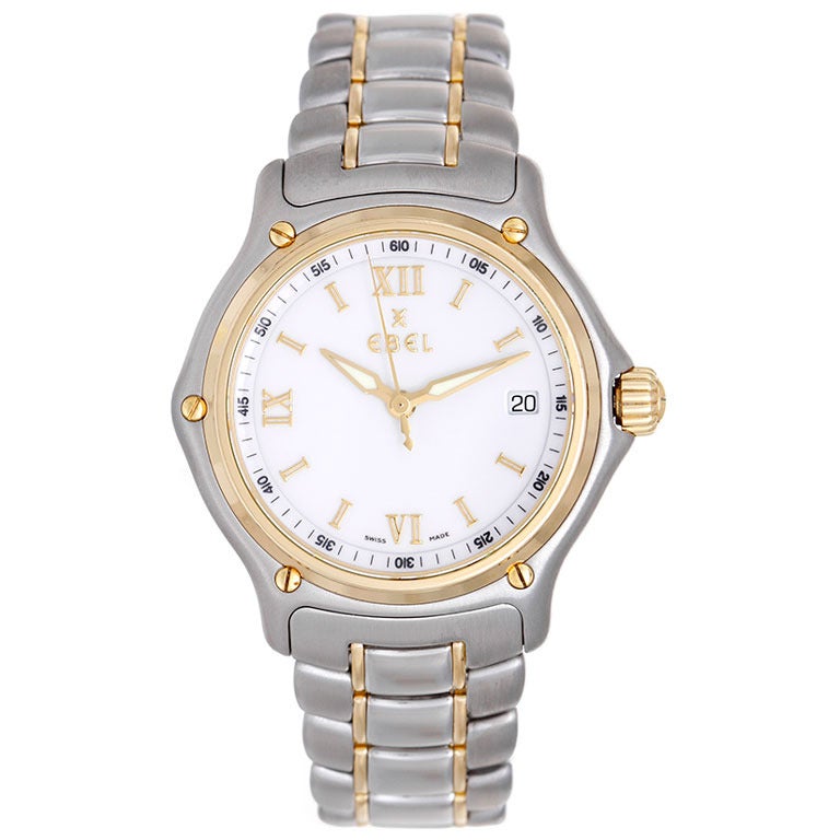 Ebel Stainless Steel and Yellow Gold 1911 XL Quartz Wristwatch at 