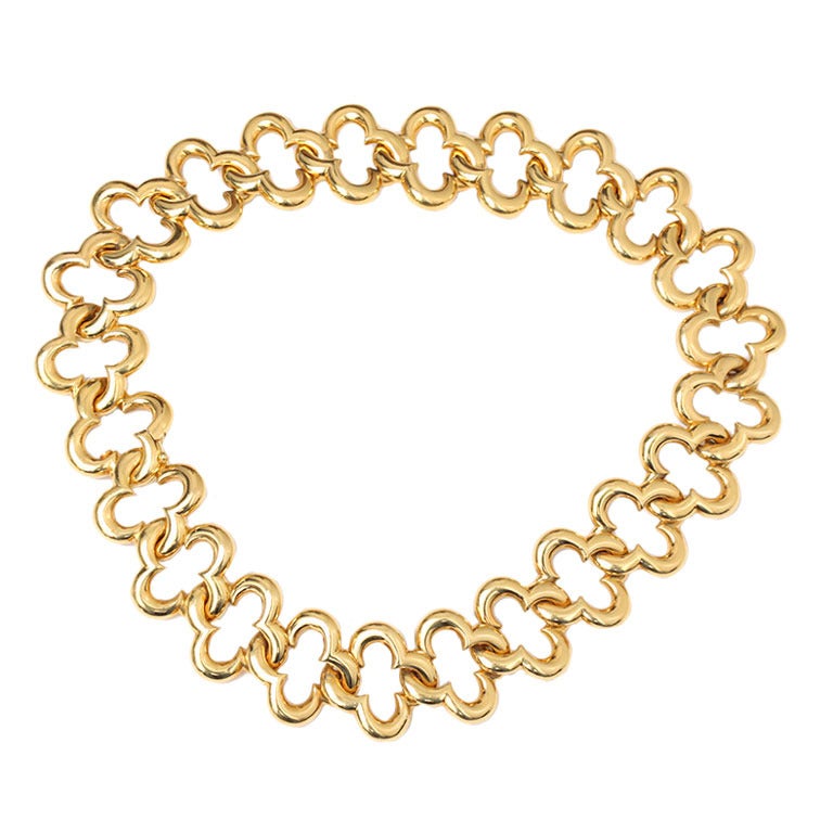 Van Cleef & Arpels Yellow Gold Alhambra Motif Chain Necklace