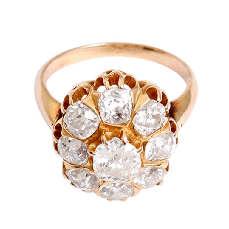 This stunning one of a kind vintage ring was made in Paris, France in 1948.  This ring features 3.5 carats of sparkling diamonds set in 14k rose gold. Size 7. Total weight is apx. 5.6 grams. This ring is absolutely beautiful and is perfect for any