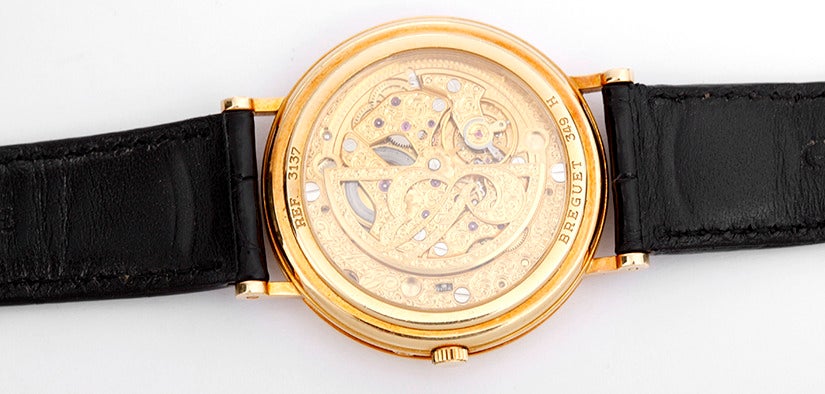 Breguet Yellow Gold Classique Moonphase Power Reserve Wristwatch In Excellent Condition In Dallas, TX