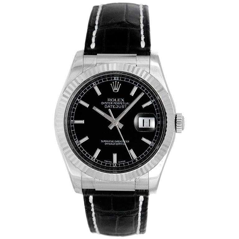 Rolex White Gold Datejust Wristwatch Ref 116139