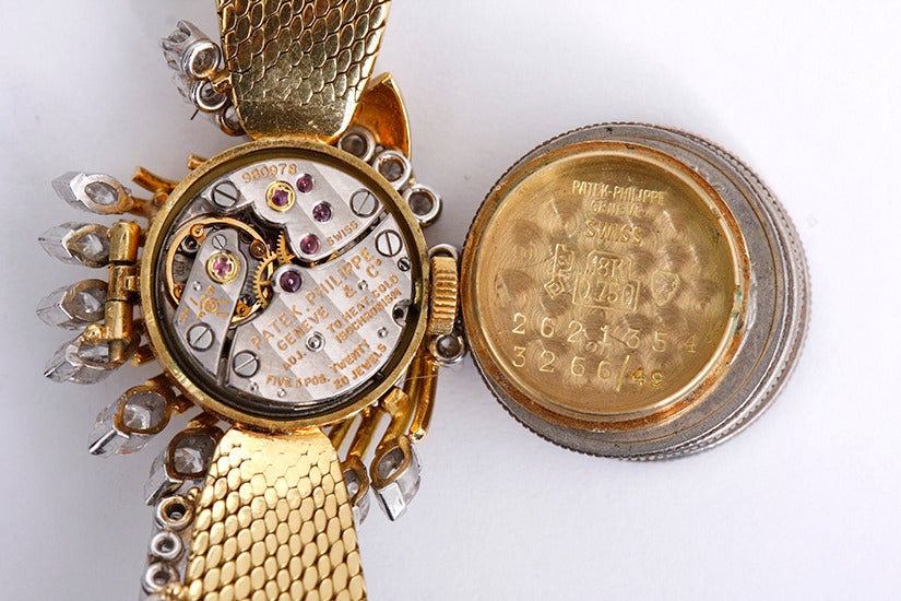 Patek Philippe Lady's Yellow Gold and Diamond Concealed Dial Bracelet Watch Ref 3266/49 circa 1960s In Good Condition In Dallas, TX