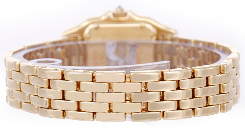 Cartier Lady's Yellow Gold and Diamond Panther wristwatch with Bracelet and Mother-of-Pearl Dial