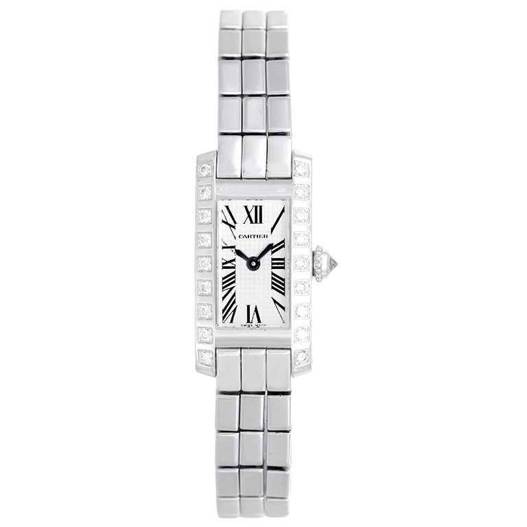 Cartier Lady's White Gold and Diamond Lanieres Wristwatch with Bracelet