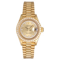 Rolex Lady's Yellow Gold and Diamond Datejust Wristwatch Ref 79138