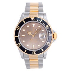 Vintage Rolex Stainless Steel and Gold Submariner Wristwatch with Color-Change-Dial Ref 16613