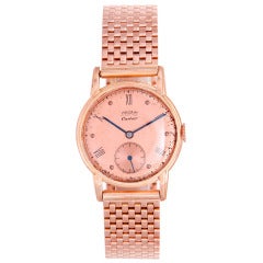 Retro Vulcain Rare Rose Gold Grand Prix Wristwatch Retailed by Cartier