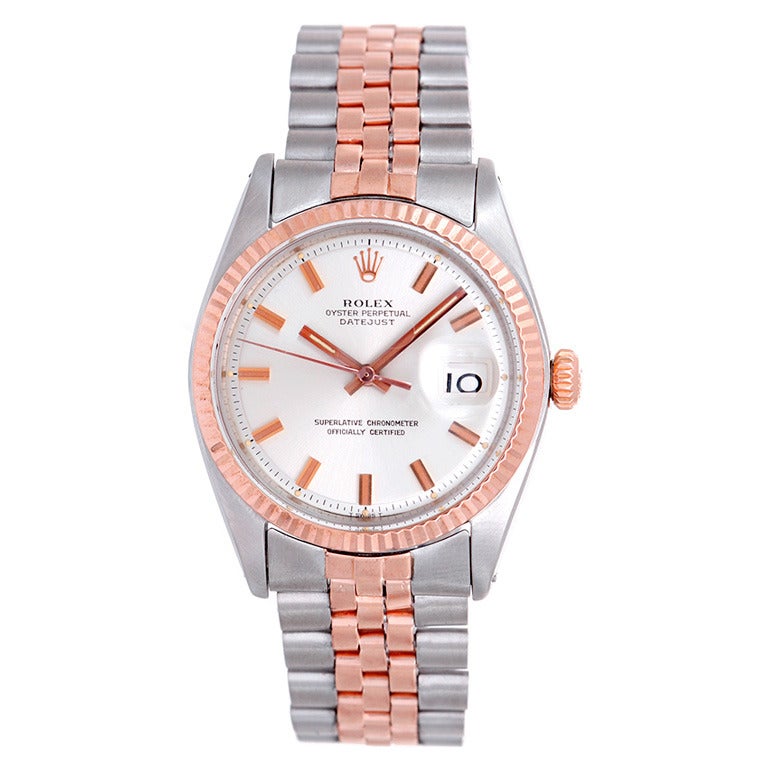 Rolex Stainless Steel and Rose Gold Datejust Wristwatch Ref 1601