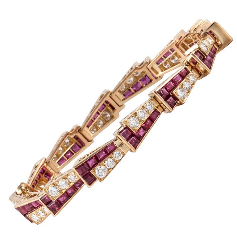 Oscar Heyman & Bros. Ruby Diamond Gold Bracelet
