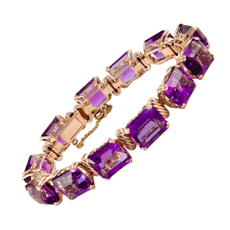Yellow Gold Amethyst Bracelet at 1stDibs