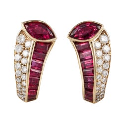 Fred Paris Ruby and Diamond Earrings
