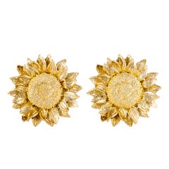 Asprey Yellow Gold Sunflower Earrings