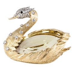 Yellow Gold Swan Pin by E. Wolfe & Co. 5