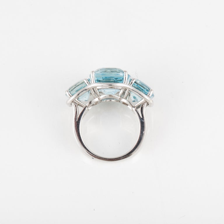 aquamarine 3 stone ring