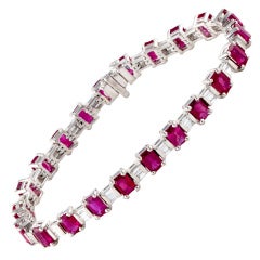 Ruby and Diamond Platinum Line Bracelet 11