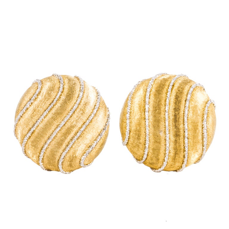 Buccellati 18K Two-Tone Gold Button Style Earrings
