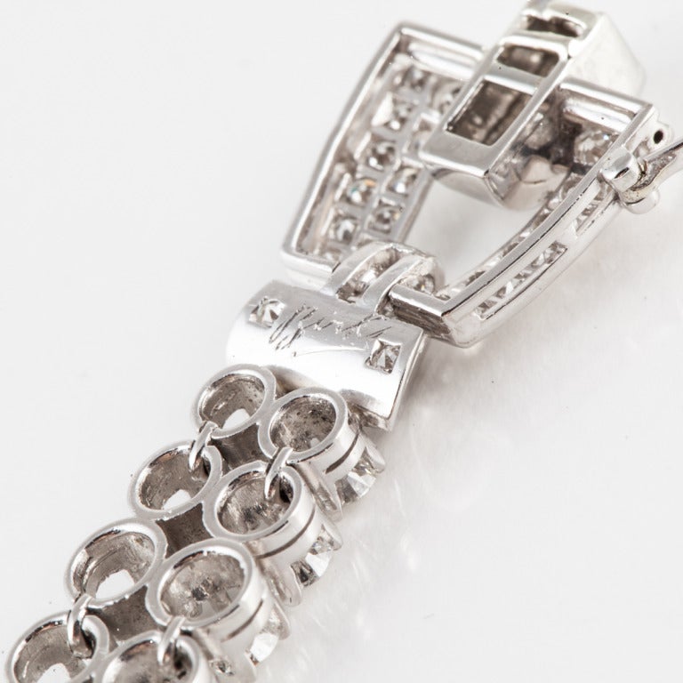 Birks Durchbrochenes Diamantarmband aus Platin (Retro)