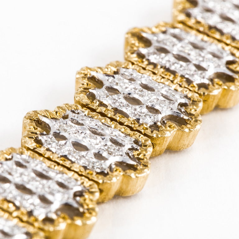 18 Karat zweifarbiges Gold-Diamant-Armband von Cccellati (Rundschliff)