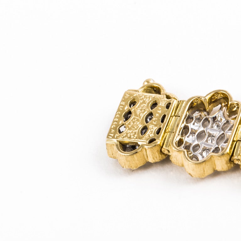 Round Cut Buccellati 18K Two-Tone Gold Diamond Bracelet