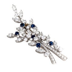 Tiffany & Co. Diamond & Sapphire Platinum Brooch 6