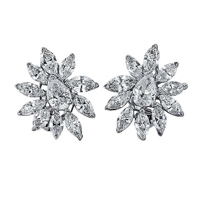 Cartier Diamond Cluster Earrings in Platinum For Sale at 1stDibs ...