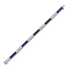 Sapphire Diamond Platinum Line Bracelet 5