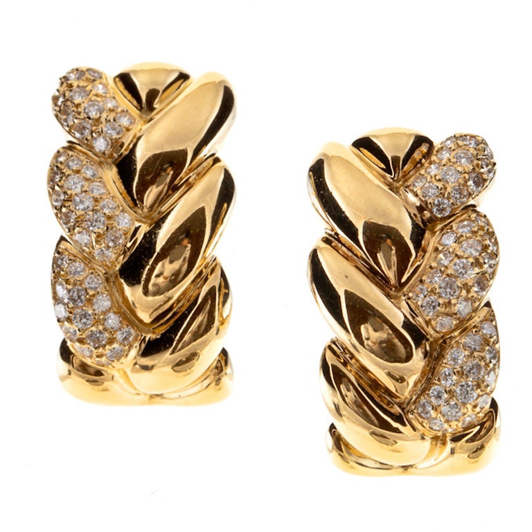 Cartier Coral Diamond Yellow Gold Interchangeable Earrings at 1stDibs