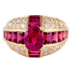 Oscar Heyman Ruby and Diamond Ring in 18K Gold