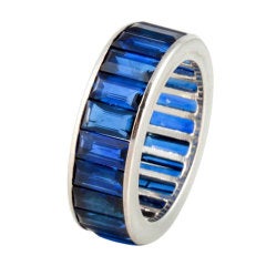 FRED LEIGHTON Platinum and Baguette Sapphire Eternity Band