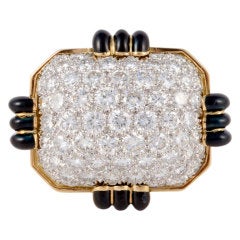 DAVID WEBB Black Enamel Diamond Dome Ring